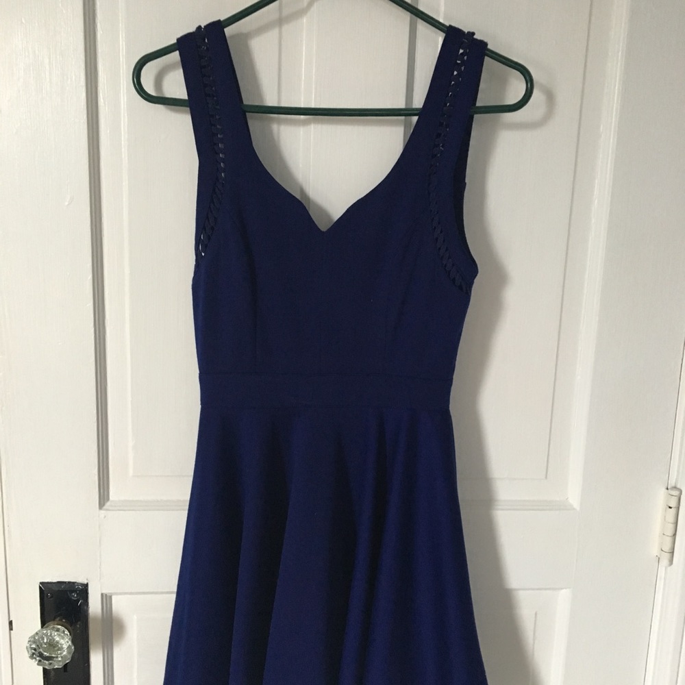 Blue cut-out strap dress